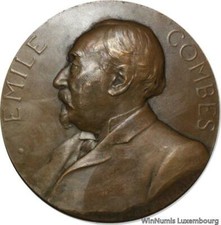 V1223 Médaille Politicien Emile Combes Ministre Président Conseil 1905 AU