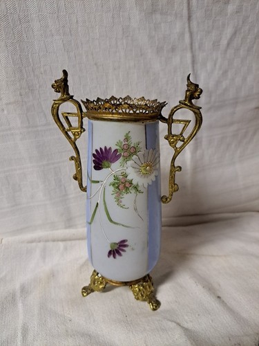 Vase ancien opaline fleurs - vase,