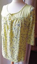 t-shirt manches 3/4 fluo jaune bleu blanc :: taille 40 42