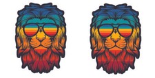 2 STICKERS AUTOCOLLANT ROI LION TETE ARC EN CIEL TAILLE : 5cm AUTO MOTO FPL101