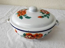 Ancien petit Faitout Marmite en Tôle émaillée 17cm de diamètre par 6,5cm de haut