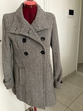 Manteau 3/4 pied de poule noir/blanc croisé doublé OUTER WEAR T38