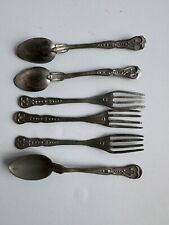 pour dinette de poupée ancienne 6 couverts en étain fin 19ème