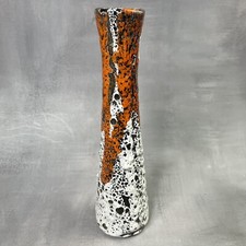 Vase soliflore céramique fat lava blanc orange vintage DLG Vallauris Haut.~23cm