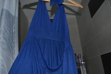 robe longue bleue, femme, printemps/été, taille 42/44, très bon état