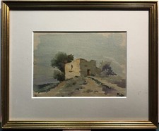 AQUARELLE  Paysage maison en