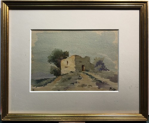 Aquarelle paysage maison en - ,