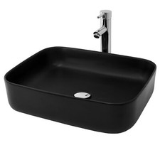 Vasque à poser lavabo en céramique noir mat rectangulaire 500 x 405 x 135 mm