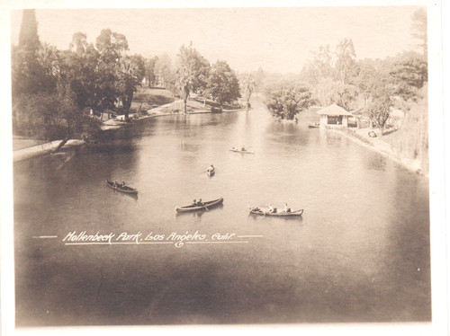 Vintage photograph canoes lake - photograph,