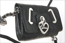 GUESS Petit Sac Pochette Simili Cuir Façon Autruche Chaînette Métal TBE