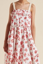 Robe cami Lee Mathews Lulu imprimé floral cordons de serrage soie coton blanc...