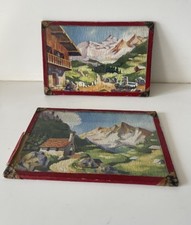 2 Ancien Petit Cadre En Verre Deco Montagne Chalet Fontaine Vintage
