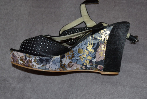 Sandale mule compensée motif - sandale,