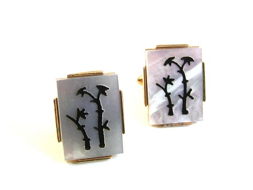 Vintage gold tone abalone - gold,