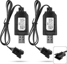 2x Chargeur USB 7,4V 2S LiPo SM-4P pour Voiture RC Drone Bateau avec Affichage