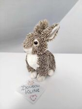 Peluche/Doudou Lapin Assis Blanc Beige Marron Chiné Fourrure 20cm Wild Republic