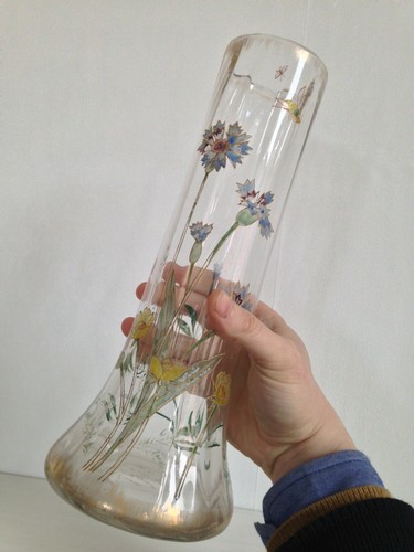 Beau vase verre - verre, emaillé