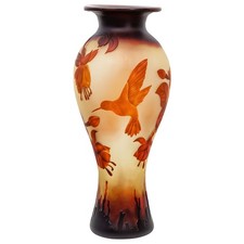 Réplique vase en verre après Galle après Gallé colibri copie style antique c5