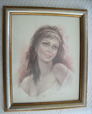 CADRE TABLEAU Reproduction DESSIN de Guiseppe TARANTINO VISAGE JEUNE FEMME