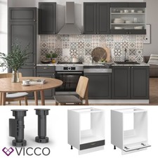 Meuble cuisinière Meuble de cuisine Fame-Line 60 cm blanc anthracite or Vicco