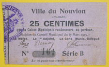 Carton de nécessité - Caisse municipale de la Ville de Nouvion 25 centimes