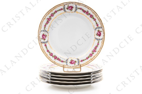Six assiettes dessert roses - six,