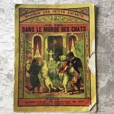 Rare Livre Enfant Un Thé Dans Le Monde Des Chats Hachette 1877 Ancien Illustré