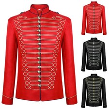 Veste homme steampunk marching band batteur défilé cosplay costume rouge