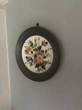 assiette décorative Etain Et Porcelaine Bouquet De Fleurs