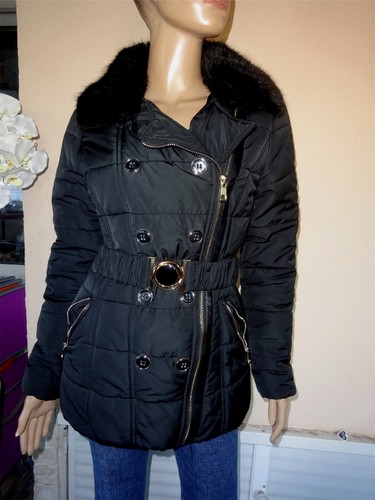 Blouson doudoune noire col - doudoune, 3/4