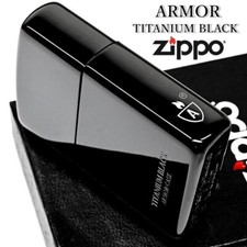 Étui d'armure Zippo titane noir logo latéral "A" briquet à huile laiton cadea...