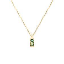 Pendentif Tiki Polynésien "Tendresse" Pierre Agate Verte En Plaqué Or 18 Carats