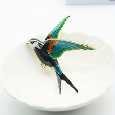 superbe broche hirondelle  métal doré  émaillé multicolore