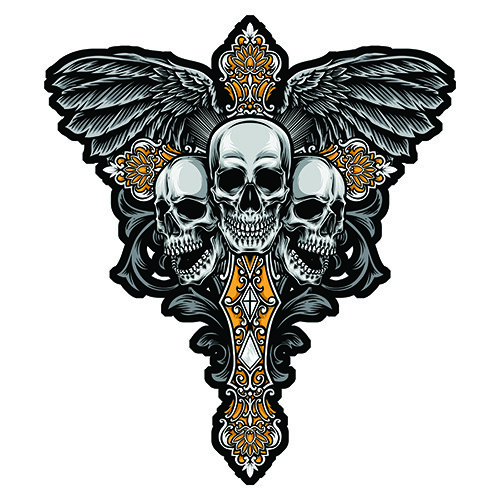 Tete mort gothique ailes - de,