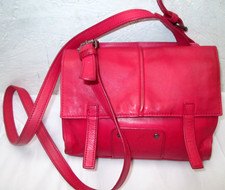 NAT & NIN Sac à main bandoulière cuir  rouge framboise Authentique  vintage