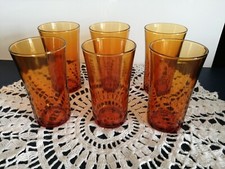 Vintage 70's - 6 grands verres hauteur 13,6 cm - DURALEX ambrés Vintage TBE