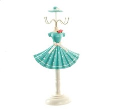 Buste porte bijoux mannequin robe bleue 31 cm présentoir collier bracelet bague