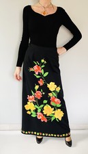 Jupe longue guirlande de rose CHARMENA Vintage 1970s - Taille 36