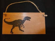 plaque créée main -DINOSAURE - TYRANNOSAURUS REX cadeau - pyrographie - TOUT MESSAGE
