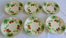 6 ASSIETTES A DESSERT  BARBOTINE FAIENCE CHOISY LE ROI DECOR FRAISES