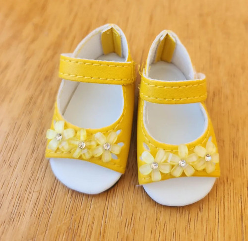 Chaussure jaune 55mm poupée - chaussure,