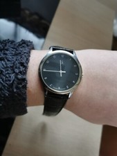 Montre Calvin Klein unisexe vintage bracelet cuir noir