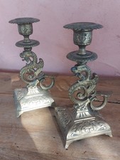 Paire de bougeoirs rat de cave en bronze forme dragon