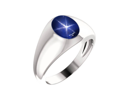 Bague saphir étoile bleue
