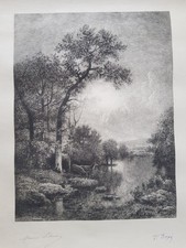 GRANDE EAU FORTE CERFS EN