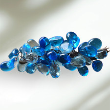Vintage Beautiful Marine Blue Murano Style Glass Cluster of Grapes Mid Century