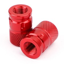 2PCS ANTIVOL CNC BOUCHONS DE VALVES DE ROUES ROUGE POUR MOTOS AUTOS CYCLOS VÉLO.