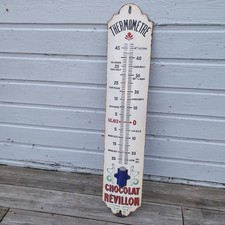 Ancienne plaque émaillée, thermomètre Chocolat Révillon 