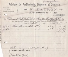 69 LYON ferblantier CAYRON 1923 cuivrerie