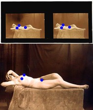 PHOTO STEREO EROTIQUE sur verre NU FEMININ 1900 - 1920  risque nude  / 716